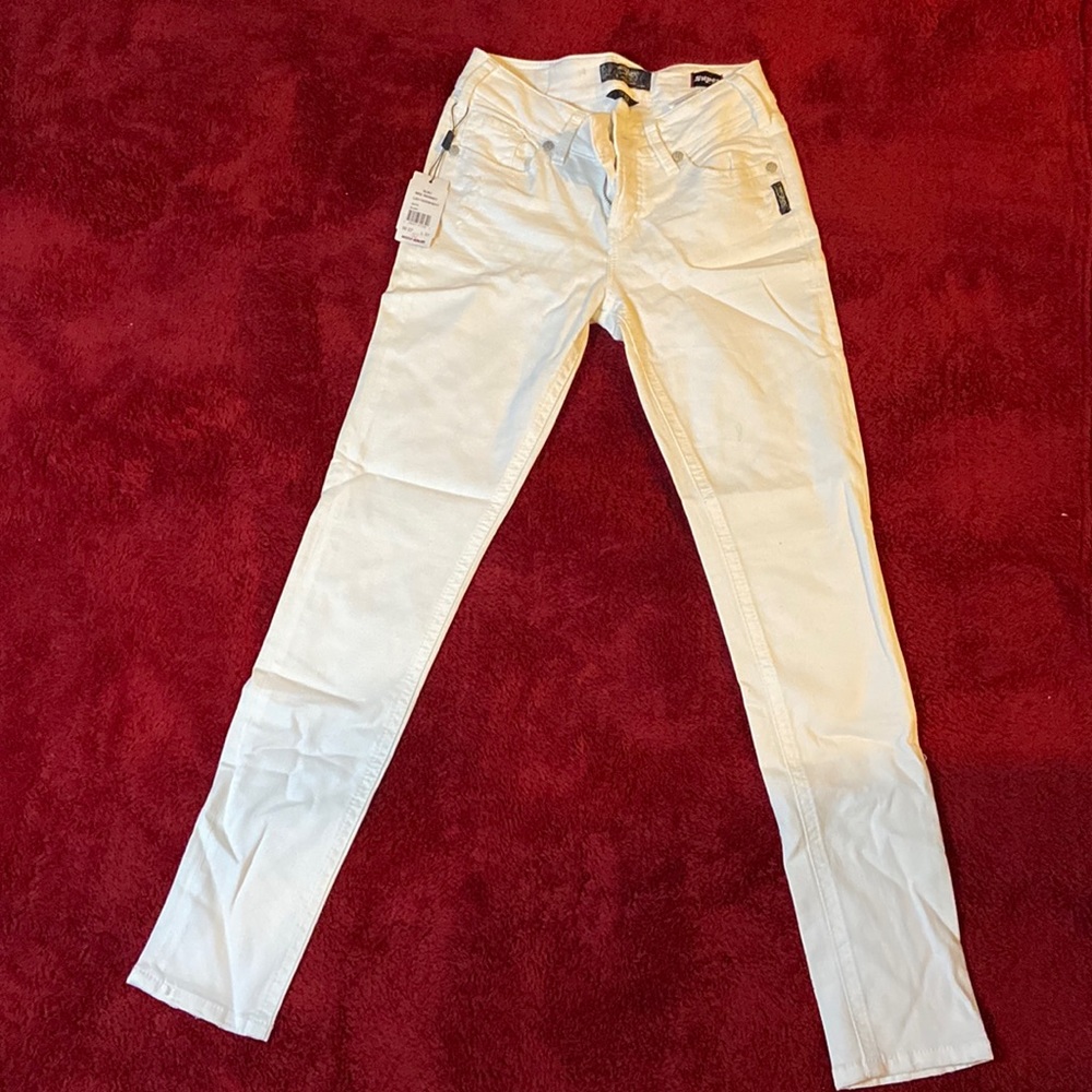 Mid Skinny White Jeans, Size W27/L31